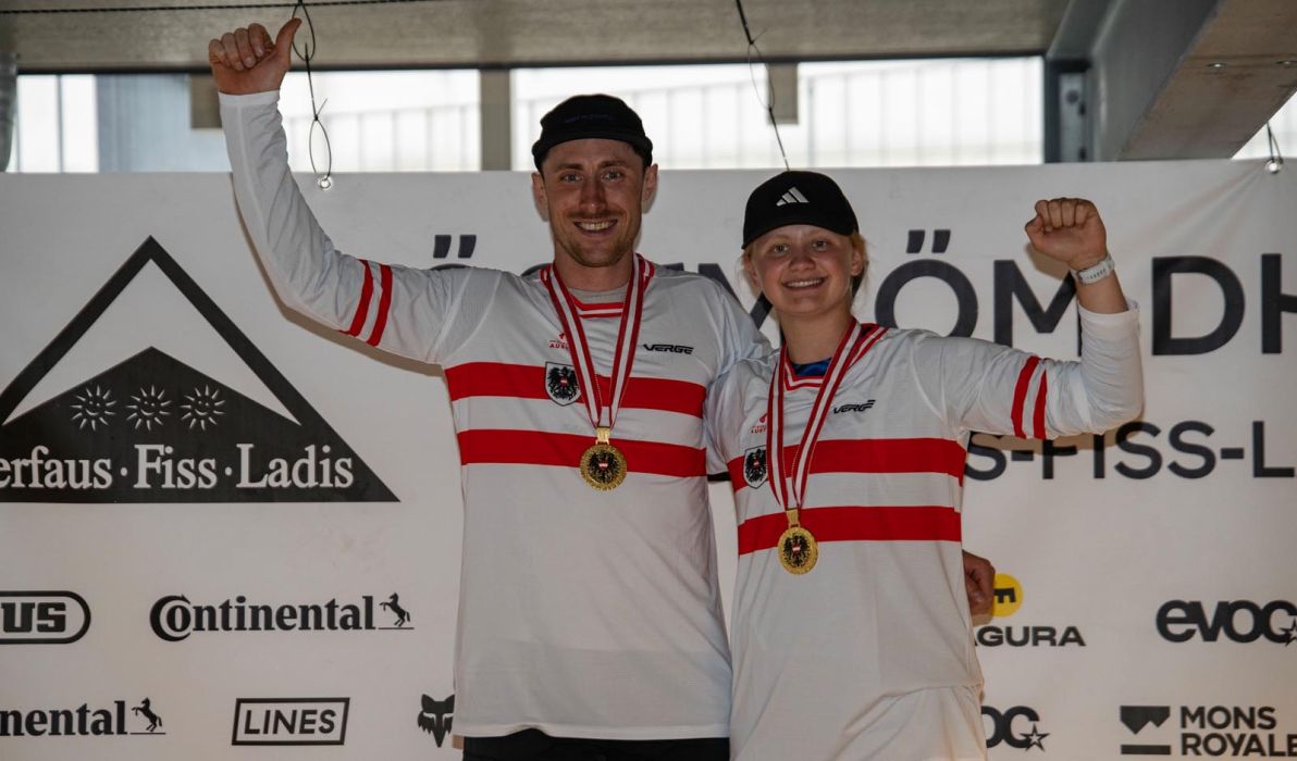 Kevin Maderegger und Lina Frener gewinnen die Staatsmeisterschaften im Downhill in der Elite (Foto: Vopic)