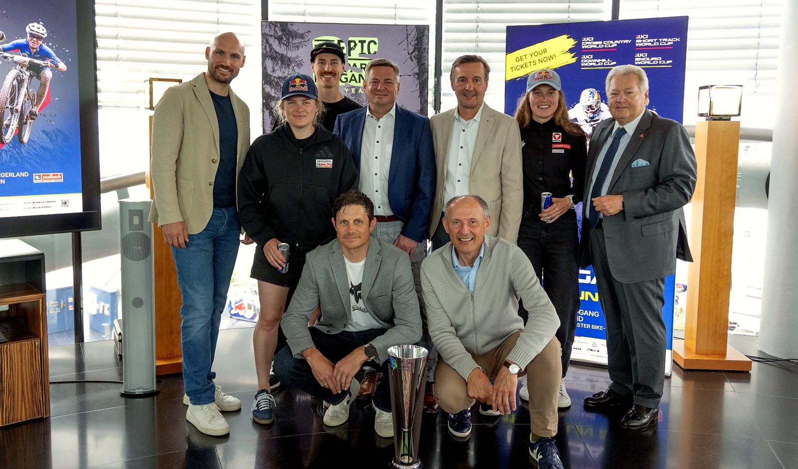 &Ouml;sterreichs Mountainbike-Stars r&uuml;hrten in Salzburg die Werbetrommel f&uuml;r den Heimweltcup (Foto: SMPR)